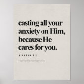 1 Petrus 5:7, Bijbelvers, DIGITALE Print, Moderne  Poster (Voorkant)