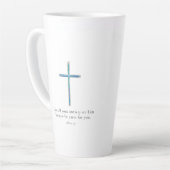1 Petrus 5:7 Minimalistisch kruis Latte Mok (Linkerhoek)