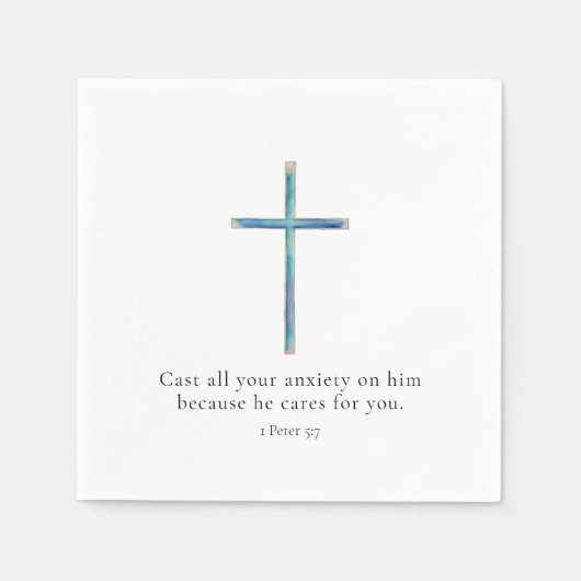 1 Petrus 5:7 Minimalistisch kruis Servet (Voorkant)