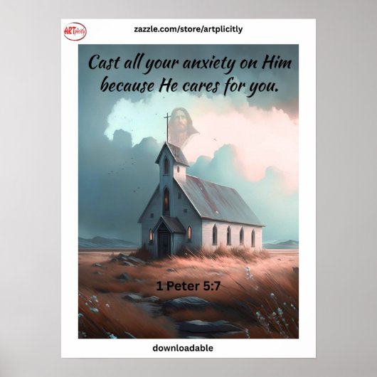 1 Petrus 5:7 Poster (Voorkant)