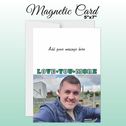 1 photo add text love you green magnetic card magnetische uitnodiging