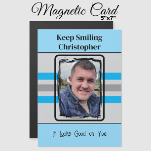 1 photo garder sourire carte magnétique bleue