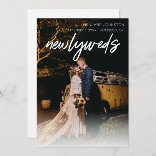 1 Photo Newlyweds Faire-part - Blanc (Devant / Derrière)