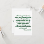 1 Pierre 3:7 KJV Bible Scripture Carte de voeux (Devant/Arrière en situation)