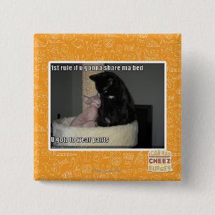 1 regel als je een bed wilt delen vierkante button 5,1 cm
