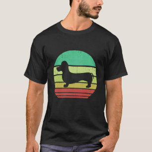 1 Retro Vintage Zonsondergang Doxie Dachshond Hond T-shirt
