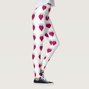 1 roze zwart hartMeerroze kleur Ik hou van je stri Leggings