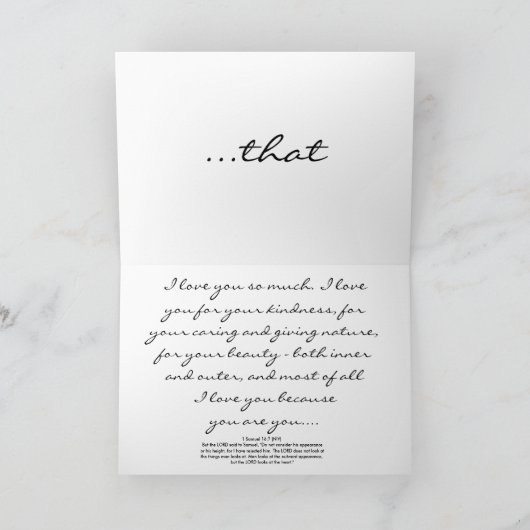 1 Samuël 16:7 - Innerlijke schoonheid Kaart (Binnen)