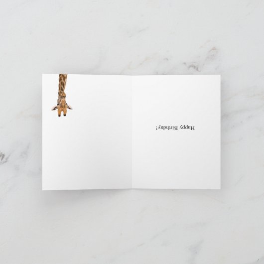 1 Schattige Verjaardag Kaart - Ondersteboven Giraf (Binnen)