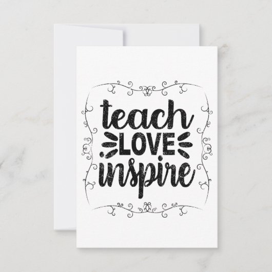 1- Teach Love Inspire Shirt, Retro leraar Bedankkaart (Voorkant)