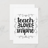 1- Teach Love Inspire Shirt, Retro leraar Bedankkaart (Voorkant / Achterkant)