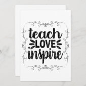 1- Teach Love Inspire Shirt, Retro leraar Kaart (Voorkant / Achterkant)