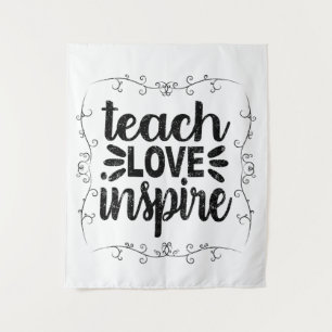 1- Teach Love Inspire Shirt, Retro leraar Wandkleed