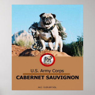 1 ter. Vincent Thomas Pugs Private Label Wine Post Poster
