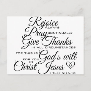 1-Thes 5:16-18 - Kunst met scripts Briefkaart