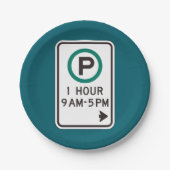 1 uur parkeren teken voor gecontroleerde parkeerzo papieren bordje (Voorkant)