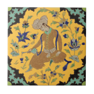 1 van Paar Turbaned Mannen Repro Antiek Perzisch Tegeltje