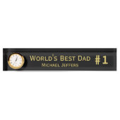 #1 Werelden Best Dad Desk Naam Bord met klok Naambordje (Voorkant)