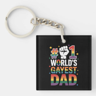 #1 Werelds Gayste Papa Funny Vaderdag LGBT Sleutelhanger