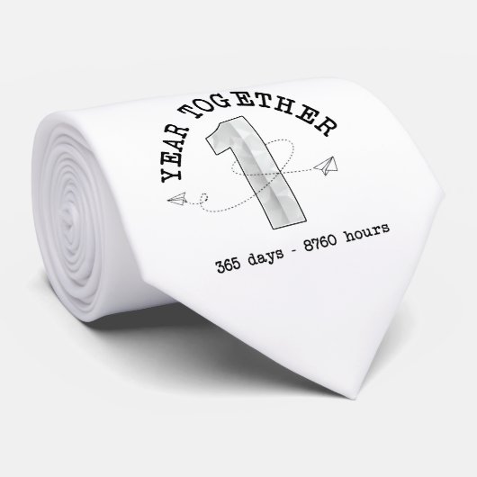 1 Year Together - First Anniversary Celebration Stropdas (Opgerold)