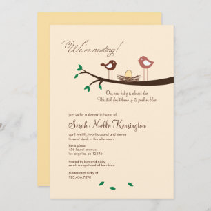 1 Yellow Egg Nesting Birds Baby shower Invitation Kaart