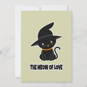 1.zachte mooie zwarte kat miauw van liefde feestdagenkaart