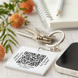 1-zijdige QR-codegenerator moderne minimalistische Sleutelhanger