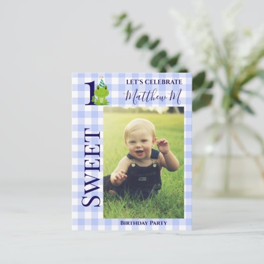 1Anniversaire Frog Plaid invitation (Debout devant)