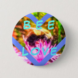 1BEE LOVE MED PIN RONDE BUTTON 5,7 CM
