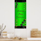 1big Banner Birthday Party Celebration Lime Green Poster (Keuken)