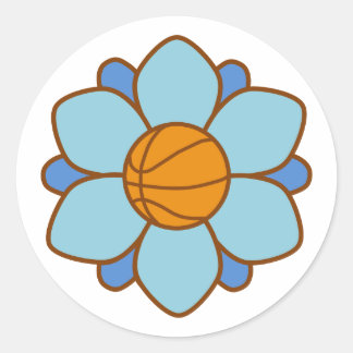 1Blue basketbal meisje Ronde Sticker