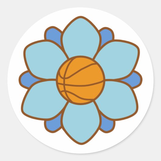 1Blue basketbal meisje Ronde Sticker (Voorkant)