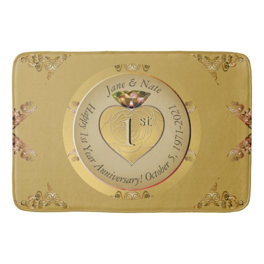 1e/50e trouwjubileum Goud Badmat (Voorkant)