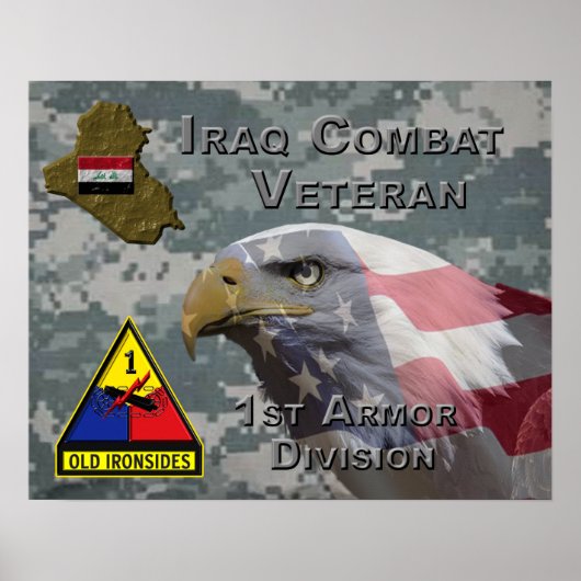 1e Armor Div Irak Combat Veteran Poster (Voorkant)