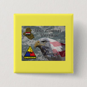 1e Armor Div Irak Combat Veteran Vierkante Button 5,1 Cm