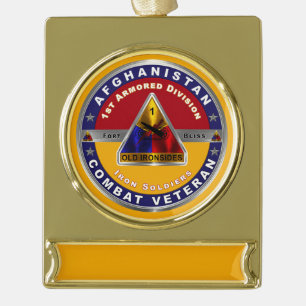 1e Armored Division Afghanistan Veteraan Verguld Banner Ornament