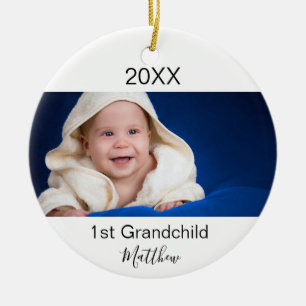 1e baby foto grootouders keramisch ornament