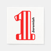 1e BABY Verjaardag rood gestreept groot nummer A10 Servetten (Voorkant)