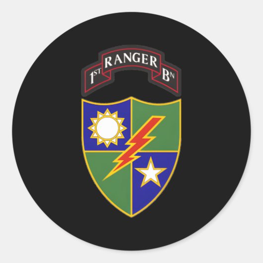 1e Bataljon 75e Ranger Regit Ronde Sticker (Voorkant)