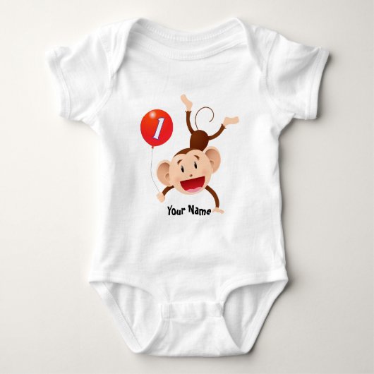 1e Birthday-aap Aanpassen Romper (Voorkant)