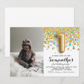 1e Birthday Confetti Portret Kaart (Voorkant / Achterkant)