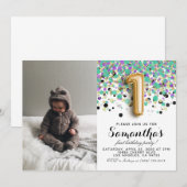 1e Birthday Confetti Portret Kaart (Voorkant / Achterkant)