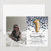 1e Birthday Confetti Portret Kaart (Voorkant / Achterkant)