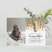 1e Birthday Confetti Portret Kaart (Staand voorkant)