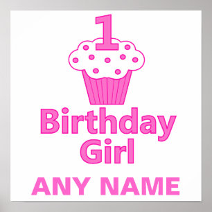 1e 'Birthday Girl Cupcake'-ontwerp Poster