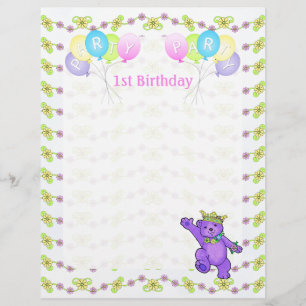 1e Birthday Princess Beer Party Scrapbook Paper 1 Flyer