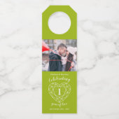 1e bruiloft Jubileum foto peridot groen hart Flessenhanger (Voorkant)