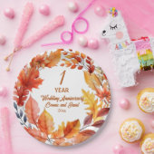 1e bruiloft Jubileum Herfst Bloemen Papieren Bordje (Feest)