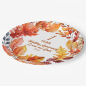 1e bruiloft Jubileum Herfst Bloemen Papieren Bordje (Gekanteld)