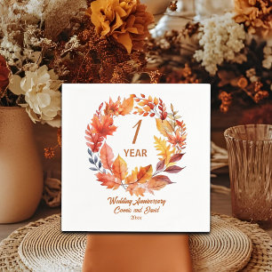 1e bruiloft Jubileum Herfst Floral Garland Servet